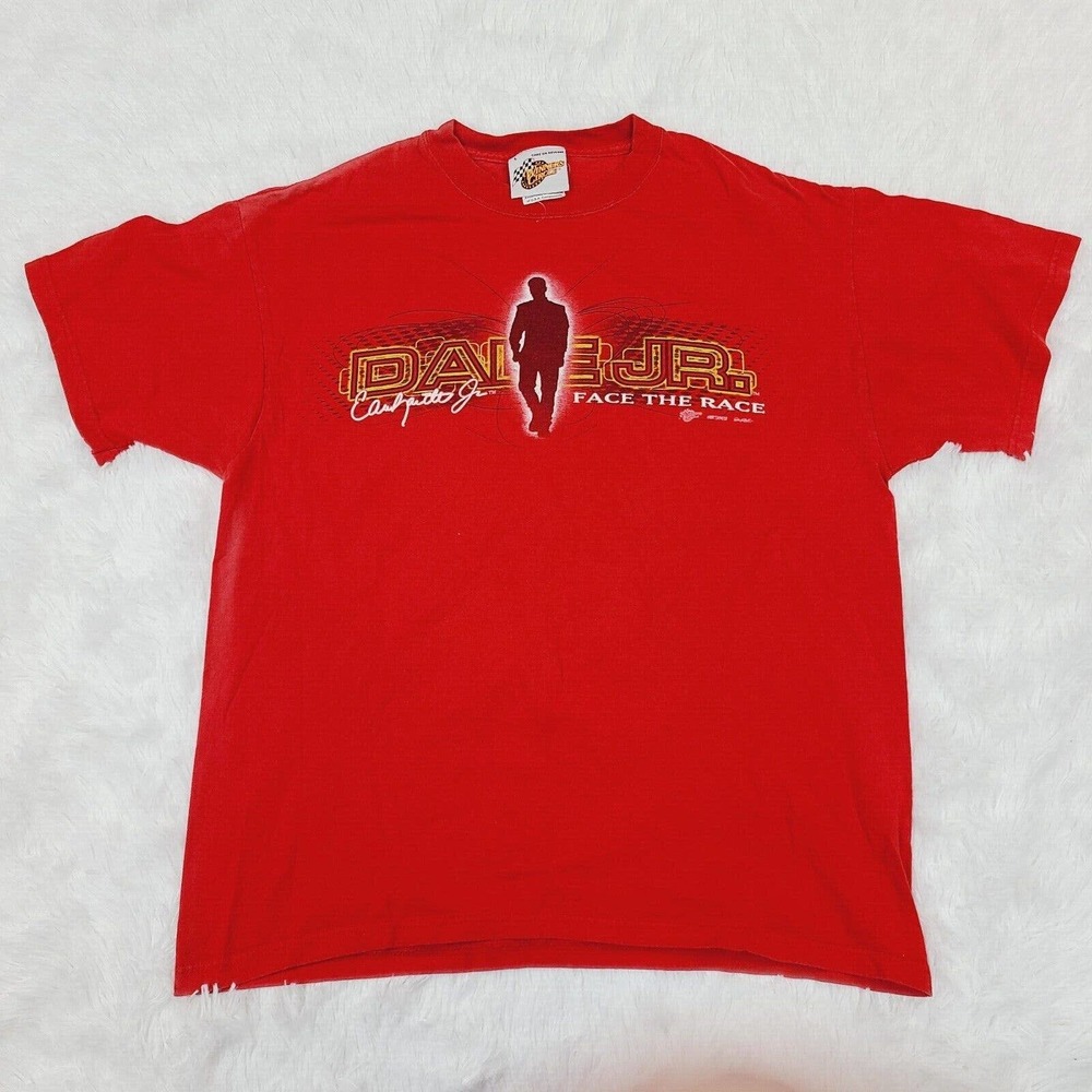 Dale Earnhardt Jr T-Shirt‎ Large Red Nascar Face the Race Winners Circle